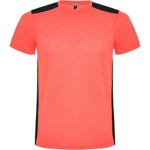 Roly Detroit r�vid ujj� gyerek sportp�l�, fluor coral, solid black
